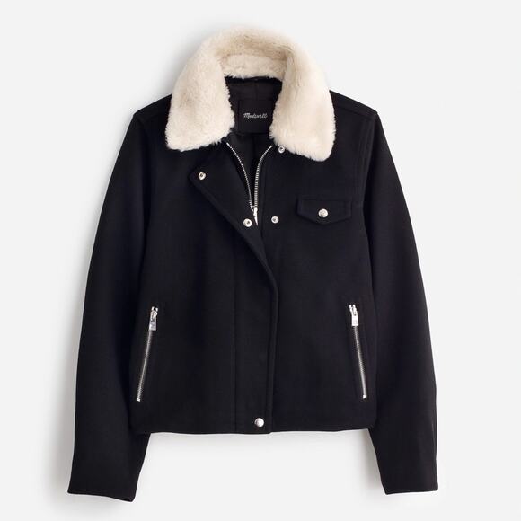 Madewell Jackets & Blazers - NWT Madewell Sherpa-Collar Asymmetric Zip-Front Jacket Wool Blend Medium NS383